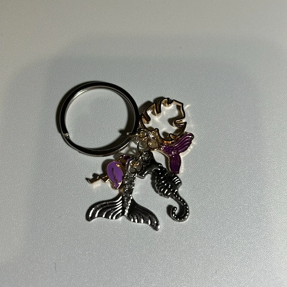 Silver keychain with charms‎